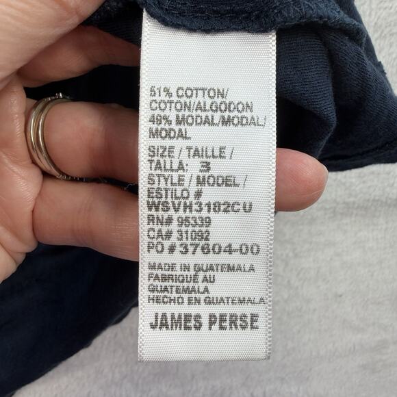 Standard James Perse 3 L T-Shirt Women Navy Blue V-Neck Cotton Modal Minimalist - Picture 6 of 11
